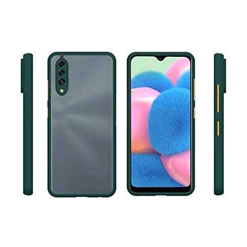 Image of Amazon Brand - Solimo Matte Clear Case (Hard Back & Soft Bumper Cover) with Camera Protection for Samsung Galaxy A30s - Dark Green