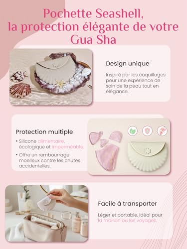 Image of Rena Chris Gua Sha Facial Tools, Rose Quartz Face Guasha Tool - Rose Pink