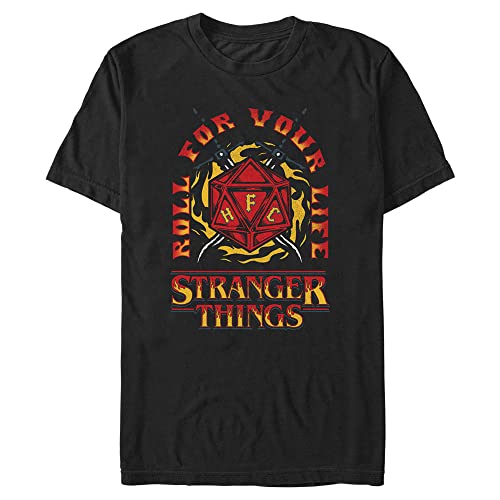T-shirt Stranger Things Feu et Dés en coton pour homme fan de série geek
