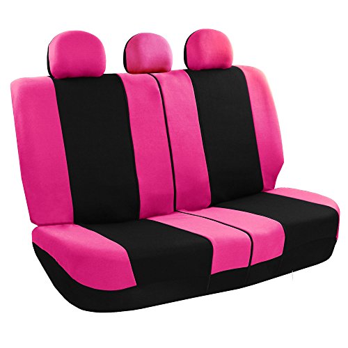 Image of FH Group Car Seat Covers Rear Set Cloth - Universal Fit Automotive Seat Covers, Low Back Front Seat Covers, Solid Back Seat Cover, Washable Car Seat Cover for SUV, Sedan and Van Pink