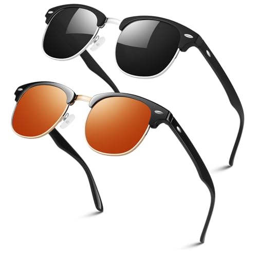 Image of LINVO丨Half Rim High-end Branded and Stylish Sunglasses丨Polarized and 100% UV Protected 丨Men & Women丨Medium丨Riding & Driving