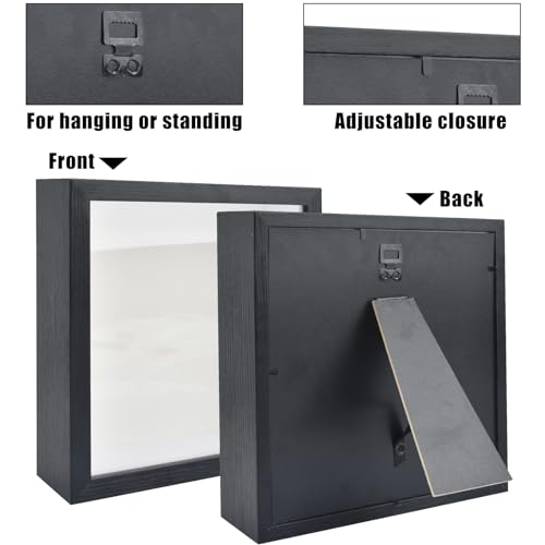 DODUOS 8x8 Inch Shadow Box Frame, Black Deep Box Frames for Crafts 3D Deep - Image 4