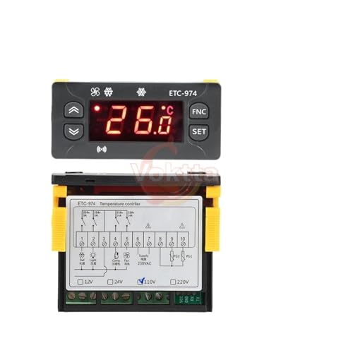 Termostato digital ETC-974 DC 12V termorregulador con alarma y doble sensor NTC