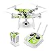 Skins4u Design Aufkleber Skin Folie + Akku Skins kompatibel mit DJI Phantom 3 Simple Green