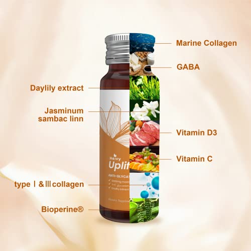 Image of Heivy Liquid Collagen Supplement, Collagen Drink, Collagen Peptides, Age-Defying and Brighten up Your Day, Ageless Beauty, Hydrolyzed Collagen, with CoQ10, 1.69 fl.oz. /Bottle (1 Box,10 Bottles)