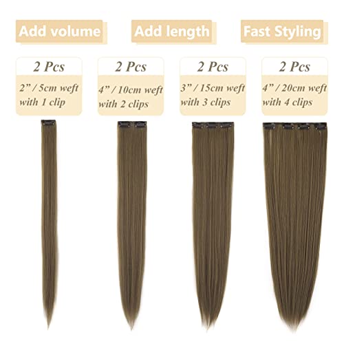 Gairyan 24inch Straight Clip in Hair Extensions Long Full Head Hair Extension 8PCS Synthetic Hairpiece Natural Look for Women (Golden Brown) - Image 3