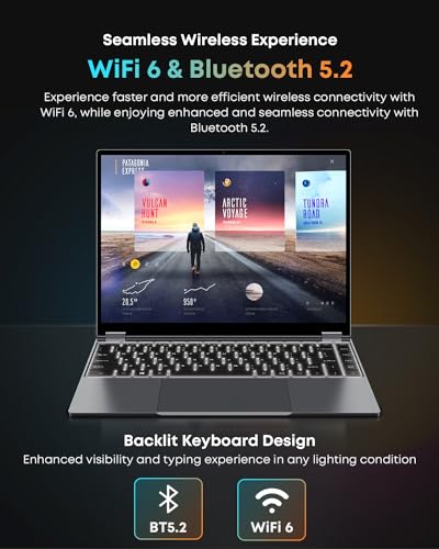 CHUWI FreeBook 2-in-1 Laptop 13.4'', 16GB LPDDR5 RAM 512GB SSD, Intel N150(up to 3.6GHz), FHD 2520 * 1680, 2TB SSD Expand, Windows 11 Touchscreen Laptops, Backlit Keyboard, WiFi 6, BT5.2, Type-C - Image 5