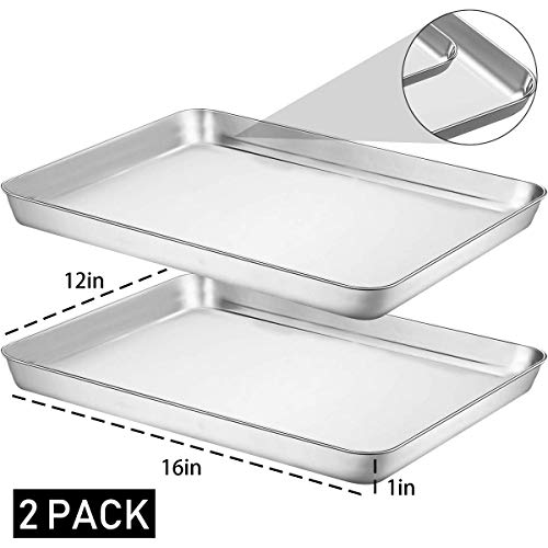 image for Baking Sheet Cookie Sheet Set of 2, Umite Chef Stainless Steel Baking 