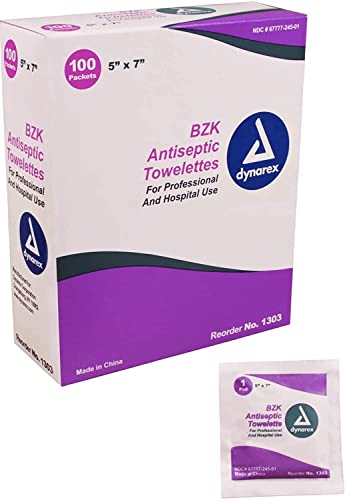 BZK Antiseptic Towelettes, 100 Count (Pack of 1)