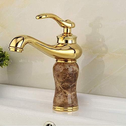 Robinet de lavabo en marbre et or mitigeur de luxe pour salle de bains raffinée