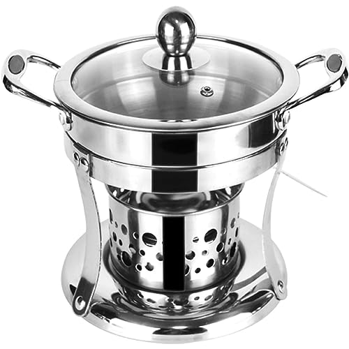 WOTZOV Juego de Buffet de Plato Caliente de Acero Inoxidable, Olla Caliente Estilo Pato mandarín con Dos Compartimentos, 2 Rejillas y 2 sabores, con Tapa de Vidrio, para Fiestas