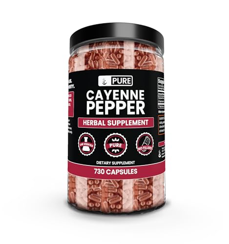 PURE ORIGINAL INGREDIENTS Cayenne Pepper (730 Capsules) No Magnesium Or Rice Fillers, Pure, Lab Verified