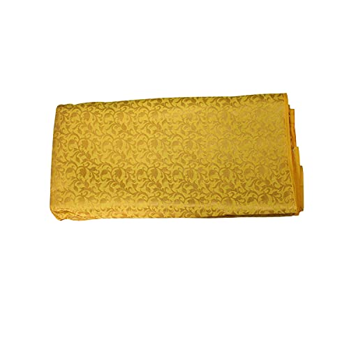 CraftyArt Yellow Brocade Art Silk Fabric by The Yard Home Decor Wedding Lehenga Blouse Fabric Width is 44” inches (Approx)