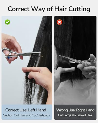 Image of Hair Cutting Scissors, ULG Professional Hair Scissors 6.5 inch Left-Handed Razor Edge Barber Shears for Salon and Home Hair Cutting Made of Japanese Stainless Steel, Hand Sharpened Blue