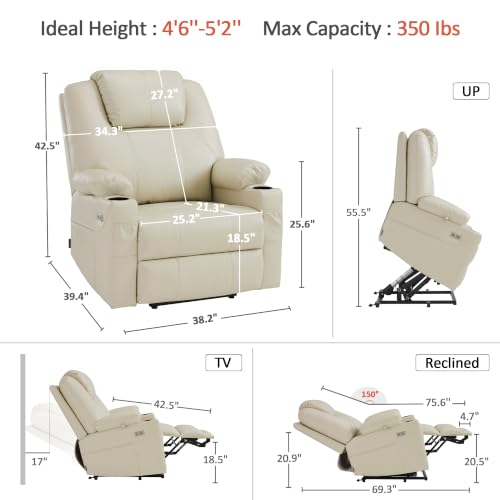 Image of MCombo Power Lift Recliner Chair for Elderly, Heat and Massage R7042