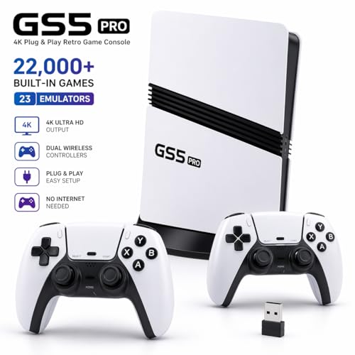 Casaquin GS5 Pro 4K Retro Video Game Console for TV | 22,000+ Built-in Games | 23 Emulators | Plug & Play Gaming Stick | Dual Wireless Controllers | 4K Ultra HD HDMI Game Console for Kids & Adults 3 41loQytrdtL