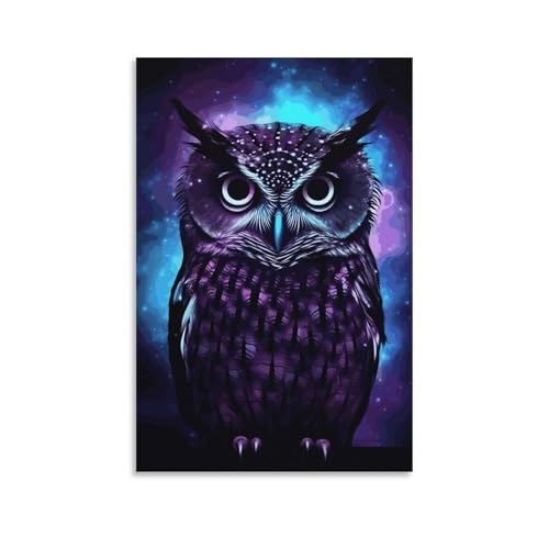 Chouette violette moderne sur toile BVNMT pour décoration murale de salon