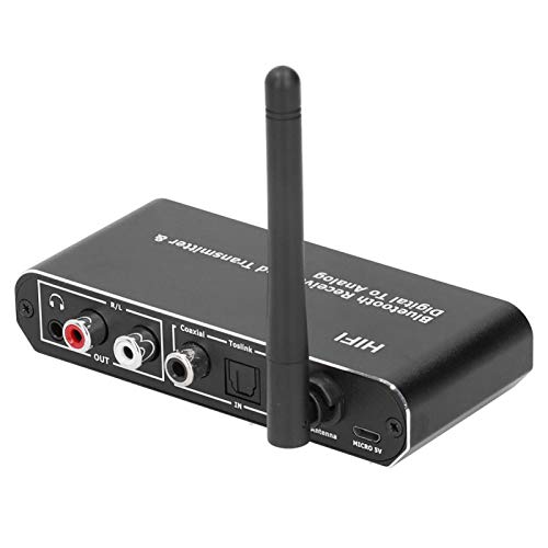 Digital-to-Analog Audio Converter, Coaxial Toslink to Analog Stereo L/R RCA 3.5mm Audio Adapter, Digital to Analog Audio Receiver Transmitter Bluetooth 5.0