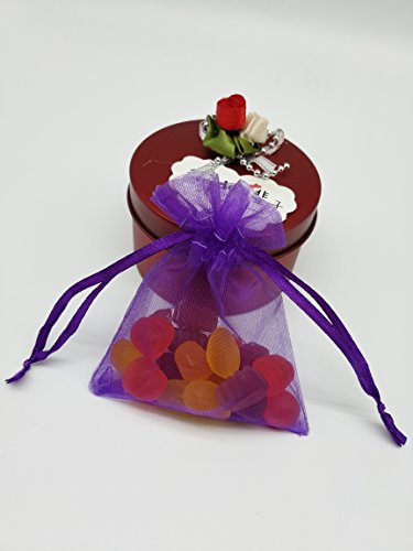 Ankirol 100Pcs Sheer Organza Favor Bags 3X4'' Jewelry Candy Gift Bags Samples Display Drawstring Pouches (Purple) #TOP6
