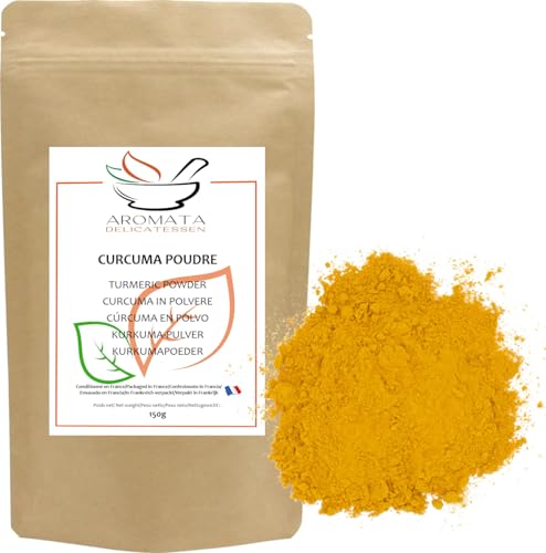 AROMATA - Cúrcuma en polvo - 100% Natural - Origen India - 150gr - Finamente molida