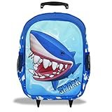 Mochila Tubarão Shark Rodinhas Tamanho G para Pré-Escola e Ensino Fundamental