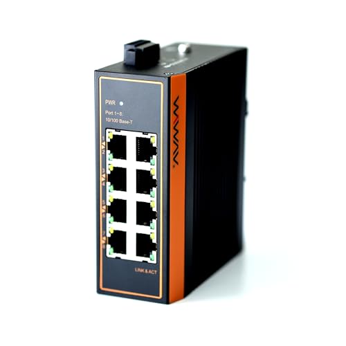 WIWAV W1008-8FE-I 10/100Mbps Unmanaged 8-Port Industrial Ethernet Switches with DIN Rail/Wall-Mount (UL Listed,-40°C to 85°C,IP40)