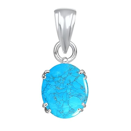 PTM Natural Turquoise/Firoza 3.25 Ratti to 10.25 Ratti or 3 Carat to 9.5 Carat Astrological Certified Gemstone bis Hallmark 925 Sterling Silver Pendant for Men & Women