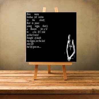 Tupac Shakur tableau de motivation Life Goes On pour un salon au style hip hop urbain