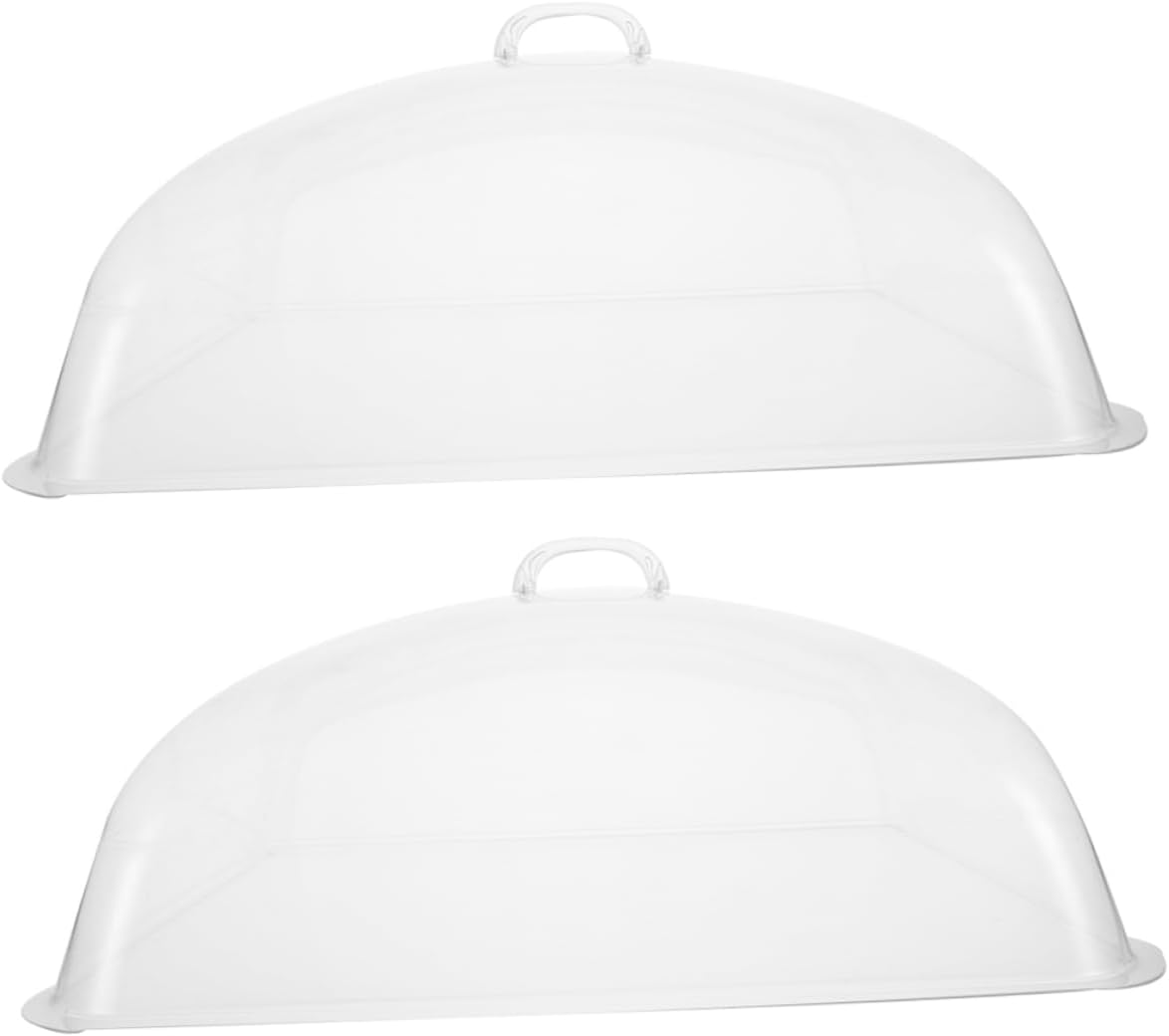 2pcs PVC Food Covers Rectangular Bread and Cake Tray Dustproof Protective Shade for Bakery and Picnic Use