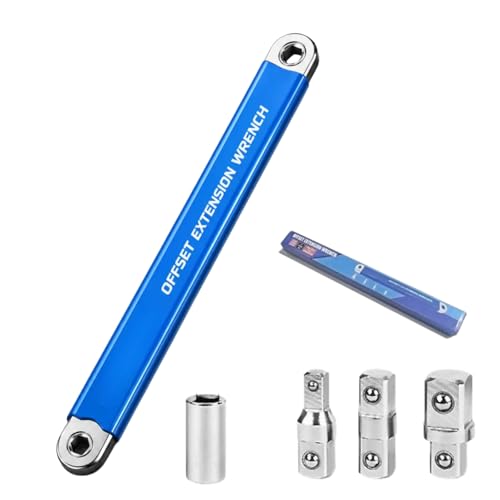bergxperten schraubwerk offset schlüssel Offset Schlüssel 3/8 Zoll mit 1/4 3/8 1/2 Adapter Kettenantrieb Verlängerungsschlüssel für enge Räume Ratsche Schlagschrauber Drehmomentschlüssel