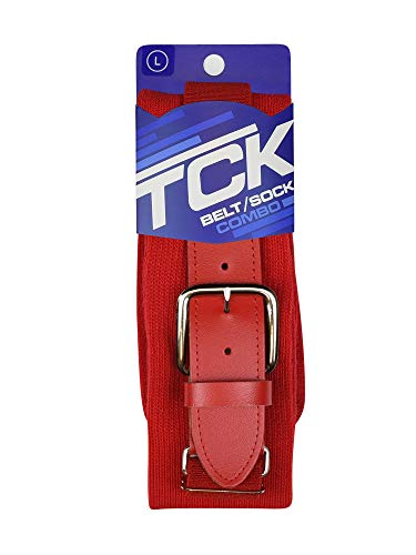 TCK Sports Baseball Belt & Socks Combo Set, Scarlet, Medium - Thumbnail 2