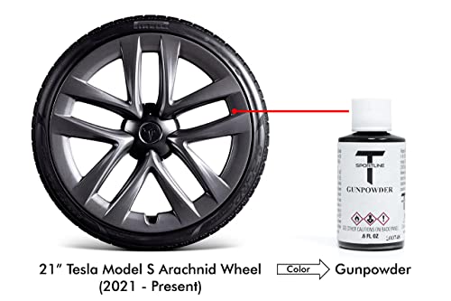 T Sportline Tesla Wheel Touch Up Paint For Gunpowder Gray (Satin) 20” Model 3 Uberturbine/Sport/Zero G, 21” Model Y Uberturbine/Performance, 21” Model S Arachnid, 22” Model X Turbine Wheel/Rim #TOP4
