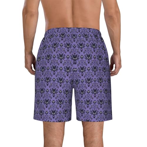 Haunted Mansion Print Men's Swim Trunks | Quick Dry Drawstring Beach Shorts3
