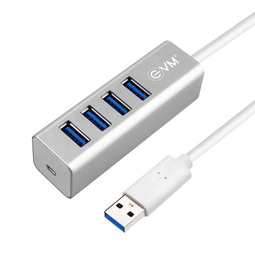EVM 4 in 1 Multiport Type C USB 3.0 HUB + DC Power for PC, Laptops, Tablets & Mobiles - 4 Port USB 3.0 with Data Transmission Speed up to 5Gbps - Silver Grey - 1 Year Warranty (EVM U3.0DC) (B0BR7RXTK2) Amazon Price History, Amazon Price Tracker