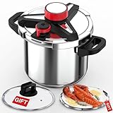 18/8 Stainless Steel Pressure Cooker 10 Quart, [One-Hand Locking...