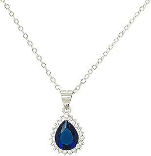Asfour Crystal 925 Silver Oval of Blue Lobe Necklace -Silver