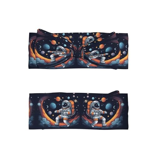 Astronaut galaxy Pattern Baby Bow Headband - Super Stretchy Soft Bows Hair Accessories for Newborn Infant Toddlers Kids Girls - Elastic and Skin-Friendly2