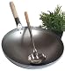 Wok aus Carbonstahl mit Wok Kelle, 40 cm Durchmesser für Gas- und Induktionsherd