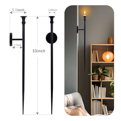 Ooomart TU25881 Ooomartcandle Sconces Long Wall Candle Holder - Set Of 2 Black Long Wall Candle Sconce Retro Chic Wall Sconces Candle Holder Decoration For Dining Room thumb #1