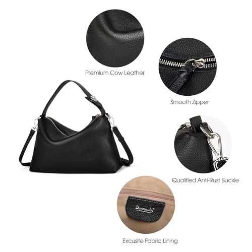 Image of DONNAIN Premium Full-Grained Leather Crossbody Bags for Women, Slouchy Shoulder Bag with Adjustable Strap and Tote Handbag
