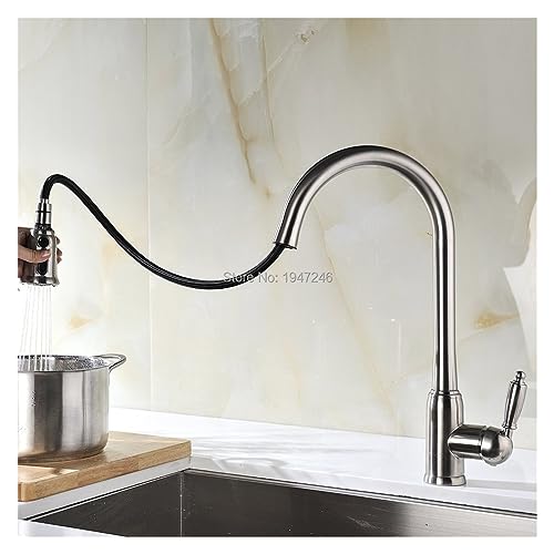 Robinet de cuisine avec douchette rétractable pour évier et bar en laiton
