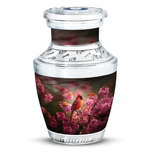 Image of Cardinal Bird Urn Memorial Burial Urn for Mom & Dad 3 Inch | Memorial Burial Urn for Mom & Dad Little Urns for Funeral Keepsake Urns for Ashes for Women