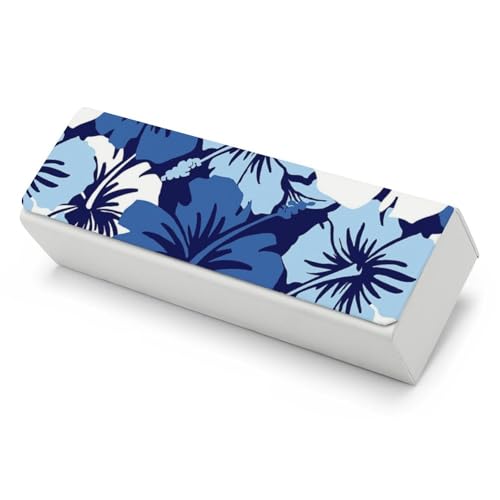 Étui à lunettes de soleil fleurs d'hibiscus bleu idéal pour la plage et les vacances