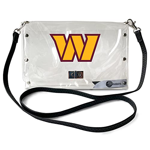 Littlearth NFL Washington Commanders Clear Envelope Purse with Black Fashion Strap, Team Color, 10" x 6.5" x 0.5"