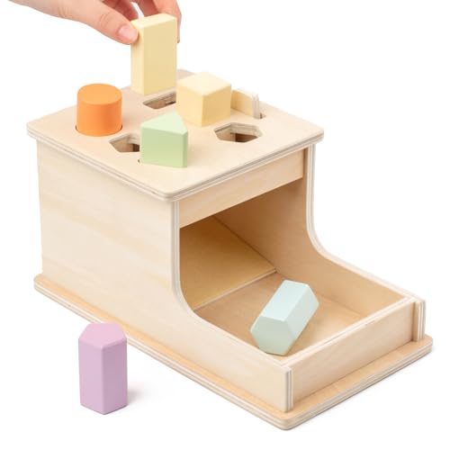 Image of Busy edition Montessori Toys for Babies 6-12 Months Developmental, Object Permanence Box with 6 Blocks, Wooden Baby Toys for Infants Toddlers, Ball Drop Toy
