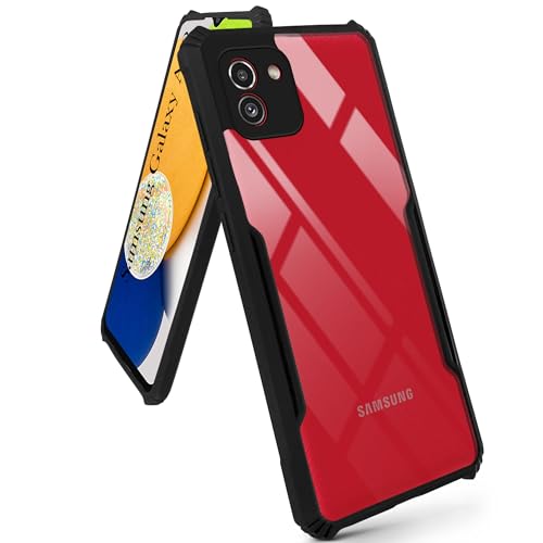 Image of Jkobi Hybrid Back Cover Case for Samsung Galaxy A03 (Shockproof with Polycarbonate Clear Panel | Professional Black)