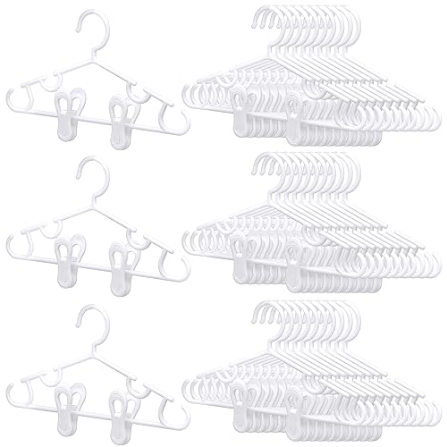 Hsei BEY-HSEI-0048 40 Packs Kids Baby Hangers With Clips Including Small Plastic Baby Hangers And Adjustable Clips For Toddler Closet Pants Coat Child Pants Skirts cover