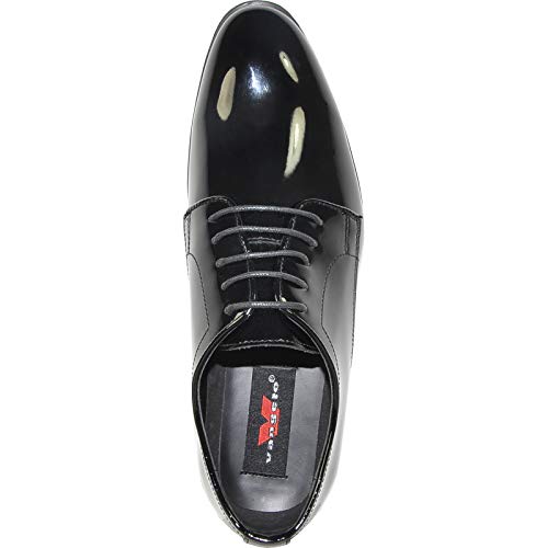 Image of vangelo Men Dress Shoe TAB and Tux Oxford Formal Tuxedo for Prom Wedding Uniform Medium and Wide Width Black Grey Ivory White Patent