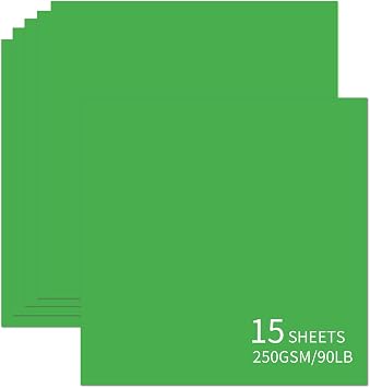 15 Sheets Green Cardstock 12 x 12 Inch, 250gsm/90lb Cardstock Paper | Heavyweight Thick and Smooth Card Stock for Card Making, Scrapbooking, Paper Crafts, DIY Projects