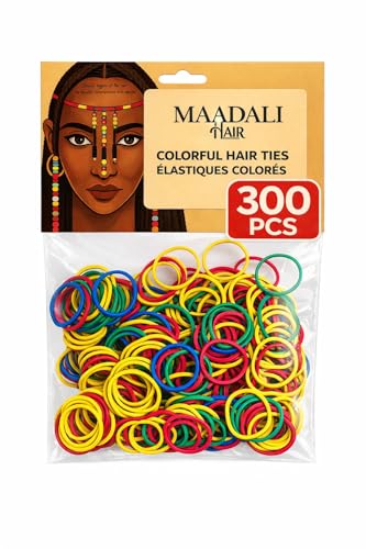300 Small Colorful Rubber Bands for Hair Strong No Snap Elastic Bands for Braids Twists & Protective Styles Thick Curly & Afro Hair Kids & Women MAADALI